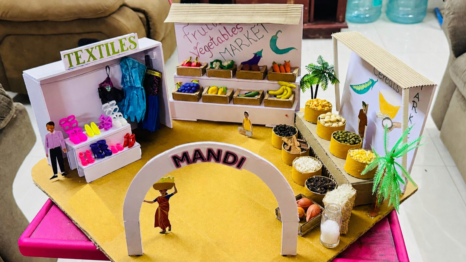 Mandi marketplace diorama with shops and figures